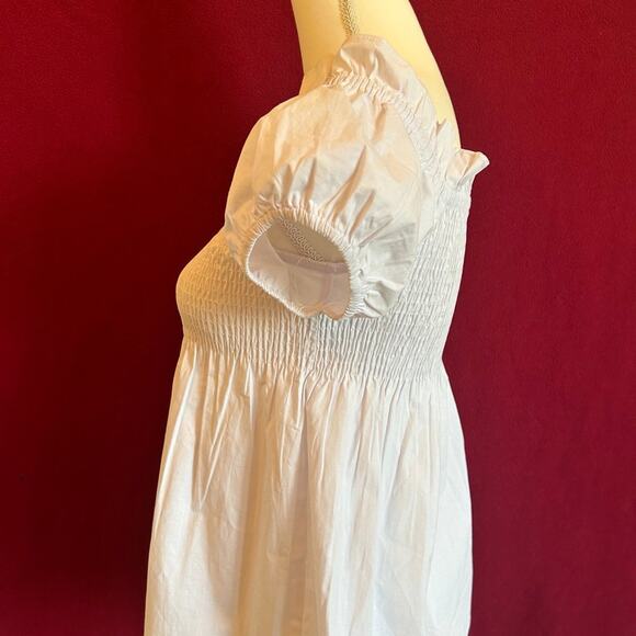 Castle core Smocked top with puff sleeves Coastal cottage fairy top Sz M White - Picture 3 of 6